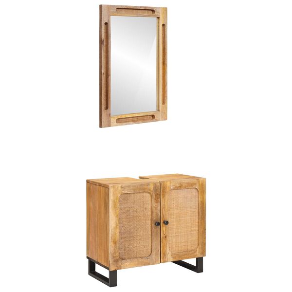 vidaXL Bathroom Sets with Storage with Door Natural Solid Mango Wood