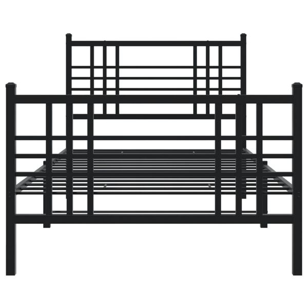 vidaXL Metal Bed Frame without Mattress with Footboard Black 100x200cm