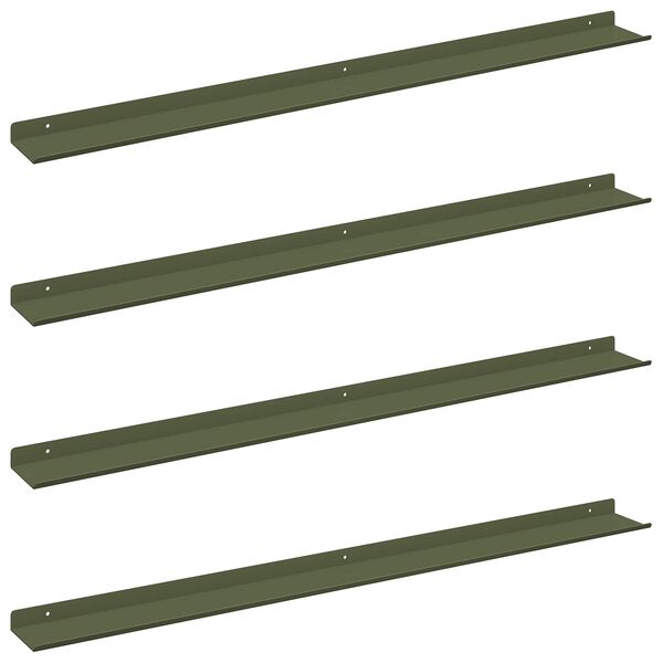 vidaXL Floating Shelf 4 pcs Olive Green 100 x 9 x 2.5 cm Steel
