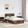 vidaXL Bed Frame with Drawer Smoked Oak 120 x 190 cm Engineered Wood