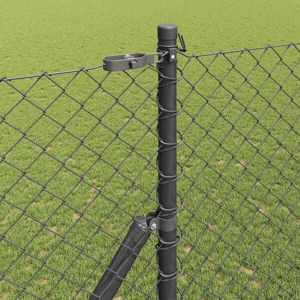 vidaXL Fence Post Grey 10 x 1.5 m (40 x 40 mm mesh) Steel and PVC