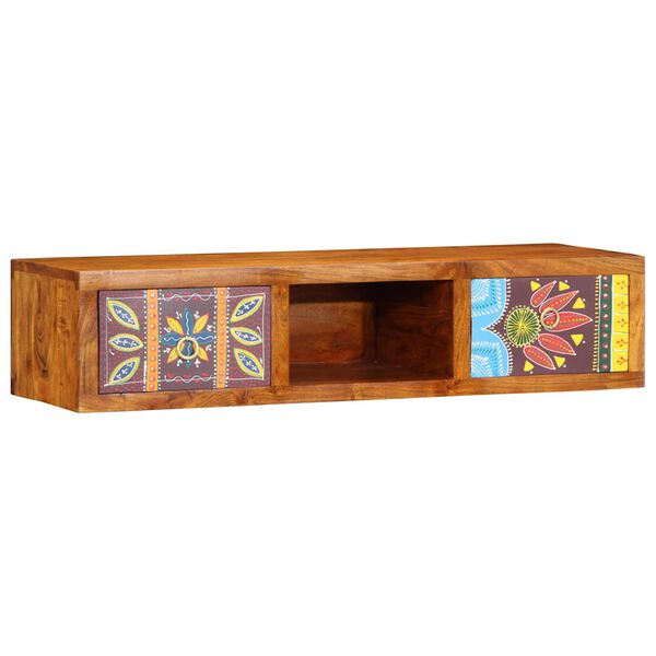 vidaXL Wall-mounted TV Cabinet Multicolour 100x30x22 Solid Wood Acacia