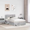 vidaXL Bed Frame with Drawer Grey Sonoma 135 x 190 cm Engineered Wood