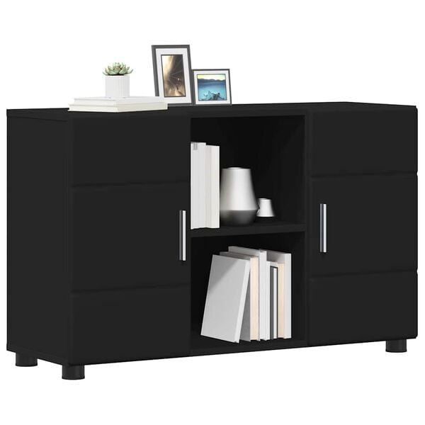 vidaXL Sideboard with Door Black 88.5 x 30.5 x 55.5 cm Engineered Wood