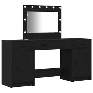 vidaXL Dressing Table 3 pcs Black 78.5 x 41 x 135 cm Engineered Wood