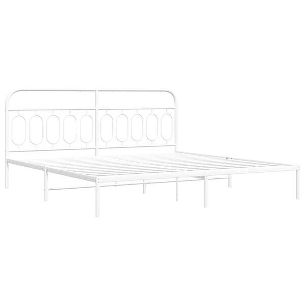 vidaXL Metal Bed Frame without Mattress with Headboard White 200x200cm