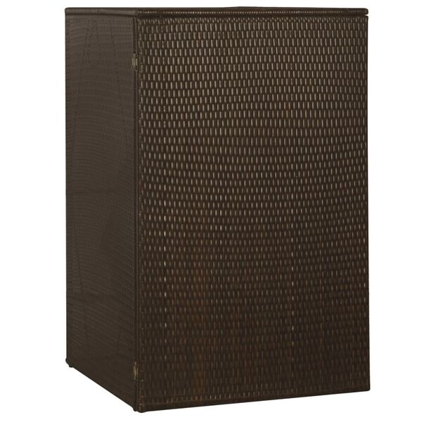 vidaXL Single Wheelie Bin Shed Poly Rattan 76x78x120 cm Brown