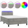 vidaXL Box Spring Bed with Mattress&LED Light Grey 120x200cm Velvet