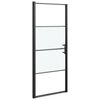 vidaXL Shower Door 81x195 cm Half Frosted Tempered Glass Black