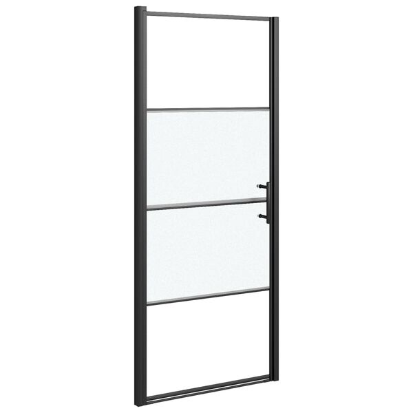 vidaXL Shower Door 81x195 cm Half Frosted Tempered Glass Black