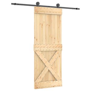 vidaXL Sliding Door Natural and Black 80 x 210 cm Solid Pine Wood