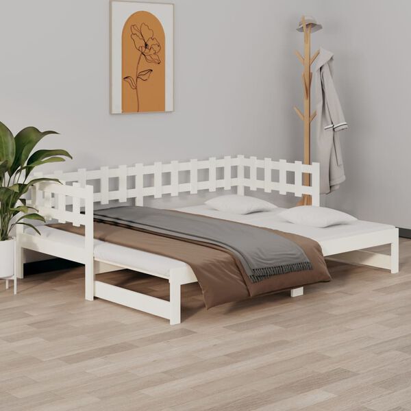 vidaXL Pull-out Day Bed without Mattress White 2x(80x200) cm