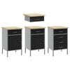 vidaXL Work Cabinet with Drawer 10 pcs Black Engineered Wood and Steel