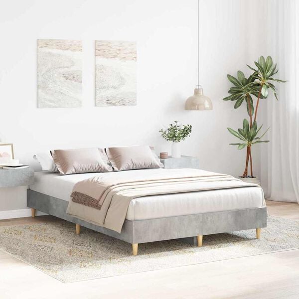 vidaXL Bed Frame Concrete Grey 193 x 123 x 25 cm Engineered Wood