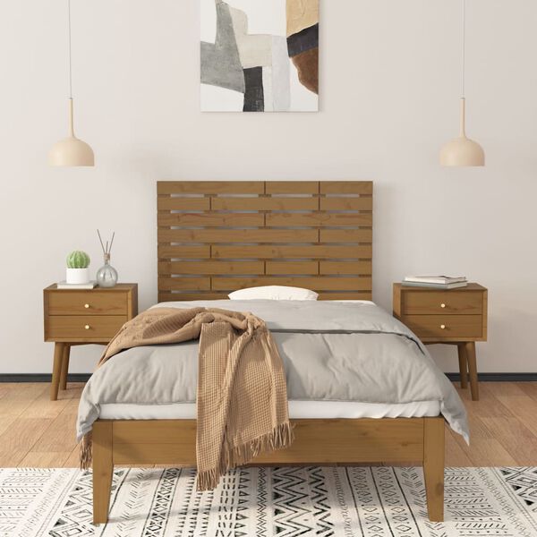 vidaXL Wall Headboard Honey Brown 96x3x63 cm Solid Wood Pine
