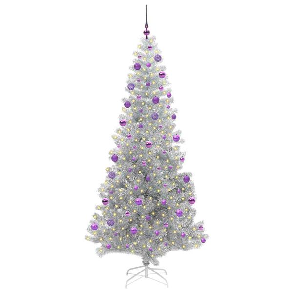 vidaXL Christmas Tree with 300 LEDs with Stand Silver 210 cm PET