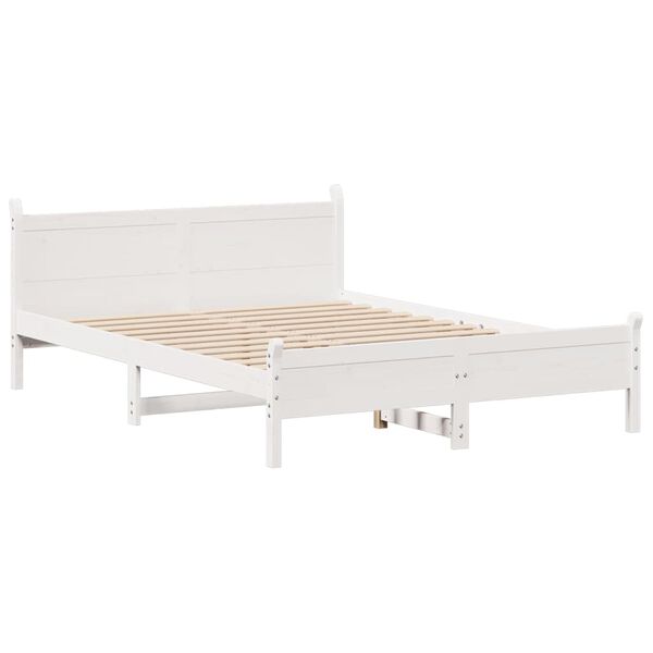 vidaXL Bed Frame without Mattress White 135x190 cm Double Solid Wood Pine