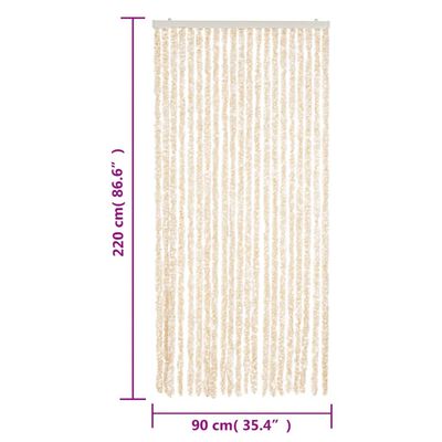 vidaXL Fly Curtain Beige and White 90x220 cm Chenille