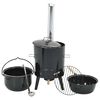 vidaXL Goulash Cannon with Chimney and Lid Black Enamelled Steel