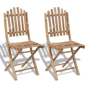 vidaXL Folding Chairs 2 pcs Bamboo