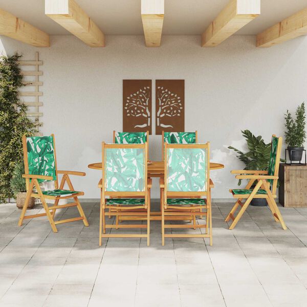 vidaXL Garden Dining Set Folding 7 pcs Leaf pattern Solid acacia wood