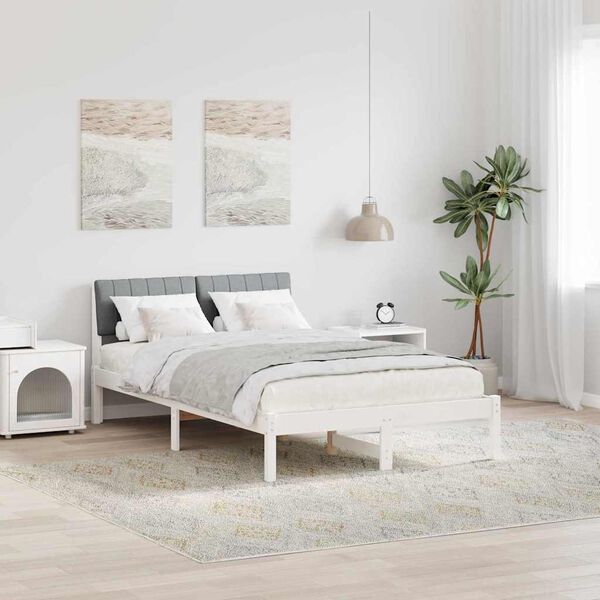 vidaXL Bed frame White and light grey 120 x 190 cm Solid pine wood