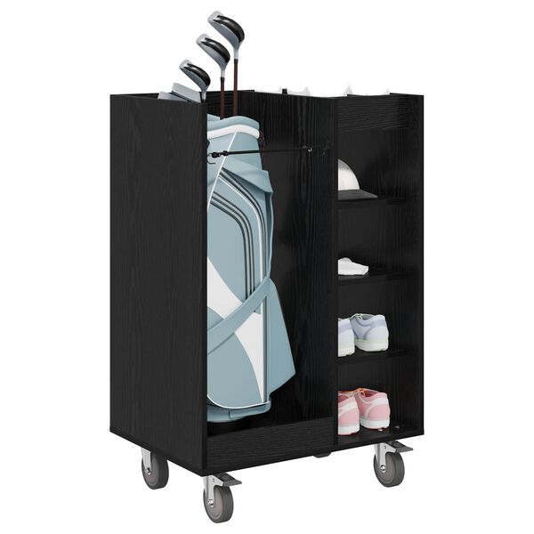 vidaXL Golf Cabinet with Wheel Plain Black Oak 65 x 45 x 98 cm