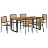 vidaXL Garden Dining Set 7 pcs Black Solid Acacia Wood