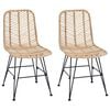 vidaXL Dining Chair 2 pcs Natural 44.5 x 55 x 85 cm Rattan and Iron