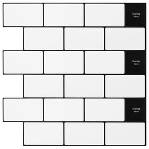 vidaXL Subway Tile 50 pcs White Black 30 x 30 cm Polyurethane and PET