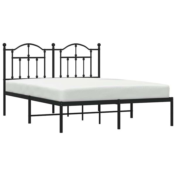 vidaXL Metal Bed Frame without Mattress with Headboard Black 140x190cm