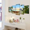 Canvas Wall Print Set Sand Beach with Hammock 100 x 50 cm
