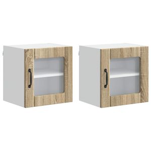 vidaXL Wall Glass Cabinet LUCCA 2 pcs Sonoma Oak Engineered Wood