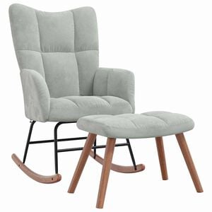 vidaXL Rocking Chair with Footstool Light Grey 78 x 61 x 98 cm Velvet