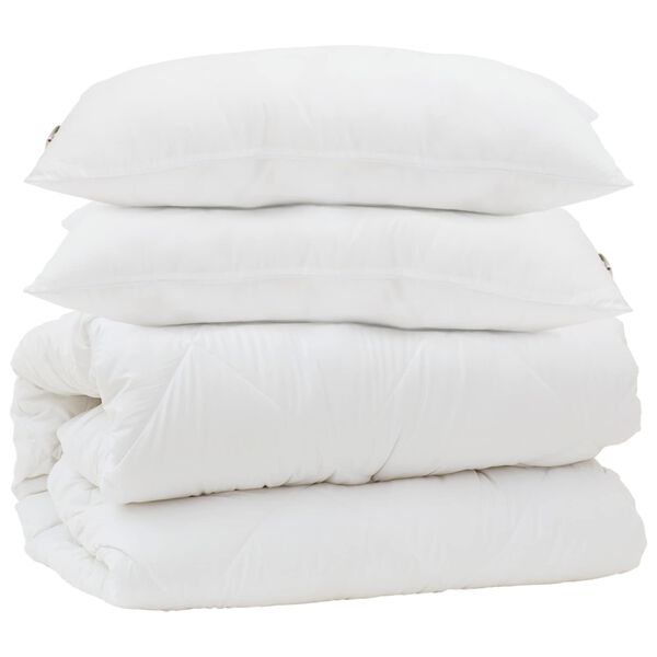 vidaXL Duvet with Pillow 3 pcs White Microfibre