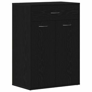 vidaXL Shoe Rack with Drawer Black Oak 60 x 35 x 84 cm Engineered Wood