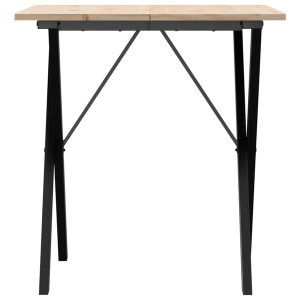 vidaXL Dining Table X-Frame 70x70x75 cm Solid Wood Pine and Steel