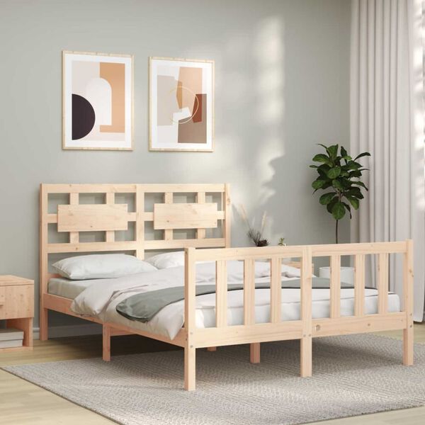vidaXL Bed Frame without Mattress Small Double Solid Wood Pine
