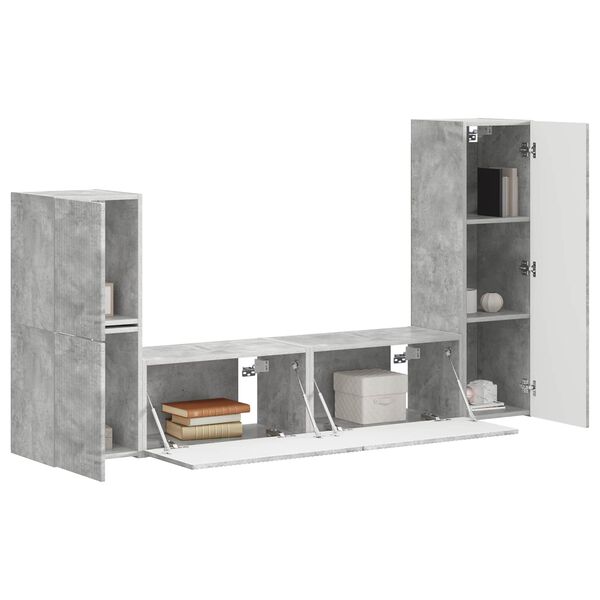 vidaXL TV Cabinet Set Wall-mounted 4 pcs Concrete Grey Engineered Wood