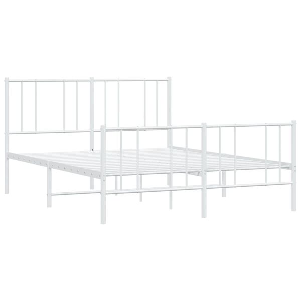 vidaXL Metal Bed Frame without Mattress with Footboard White 160x200cm