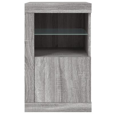 vidaXL Side Cabinet with LED Lights Grey Sonoma Engineered Wood
