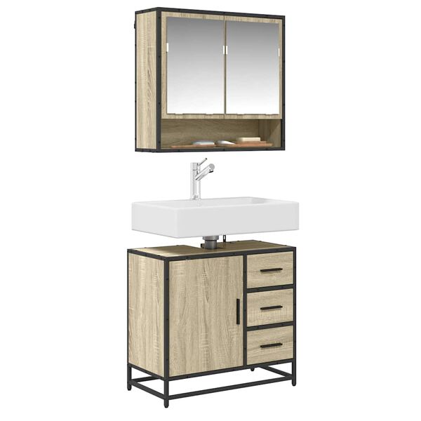 vidaXL Bathroom Sink Cabinet Sonoma Oak 65x33x60 cm Engineered Wood