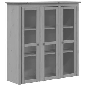 vidaXL Cabinet with Glass Doors "BODO" Grey Solid Wood Pine
