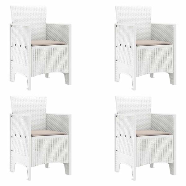 vidaXL Garden Chair 4 pcs White 53 x 49 x 85 cm Polypropylene