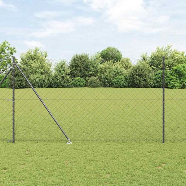 vidaXL Fence Post Grey 10 x 1.6 m (60 x 60 mm mesh) Steel and PVC