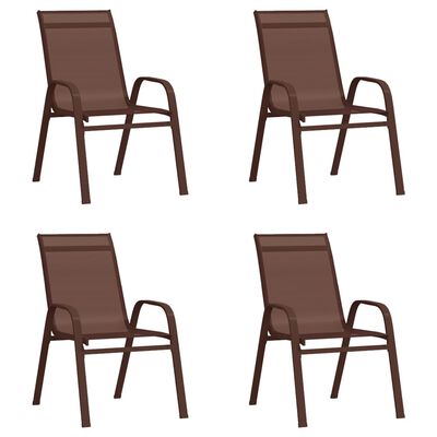 vidaXL Stackable Garden Chairs 4 pcs Brown Textilene Fabric