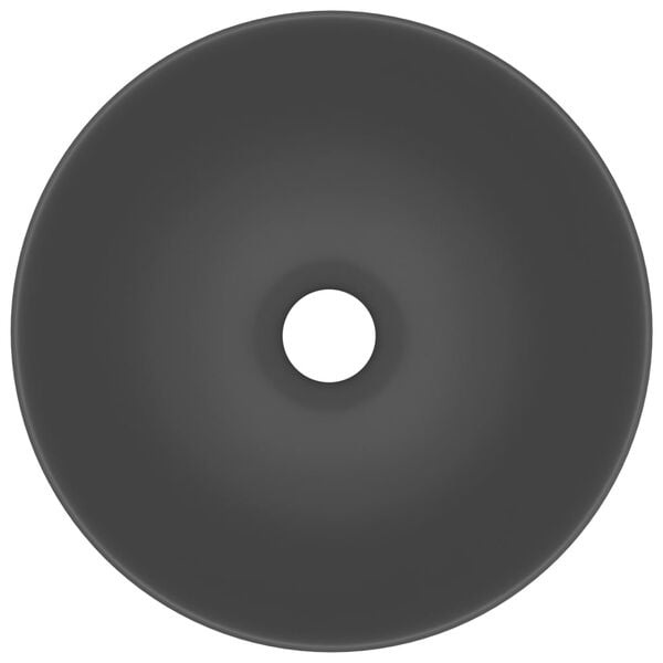 vidaXL Bathroom Sink Ceramic Dark Grey Round