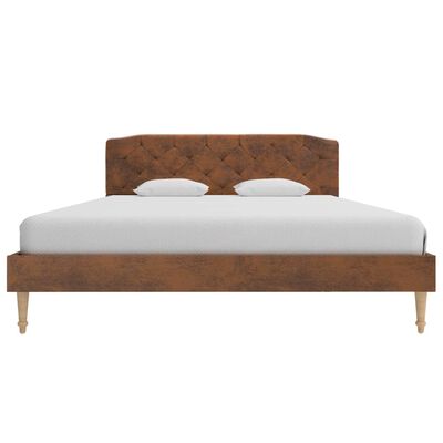 vidaXL Bed Frame Brown Faux Suede Leather 135x190 cm Double