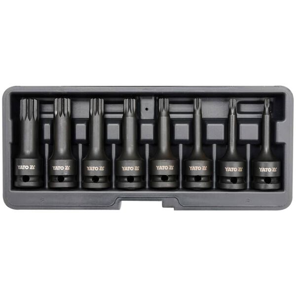 YATO Eight Piece Impact Spline Bit Socket Set Black YT-1069