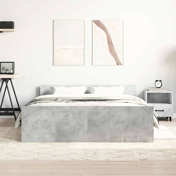 vidaXL Bed Frame without Mattress Concrete Grey 135x190 cm Double